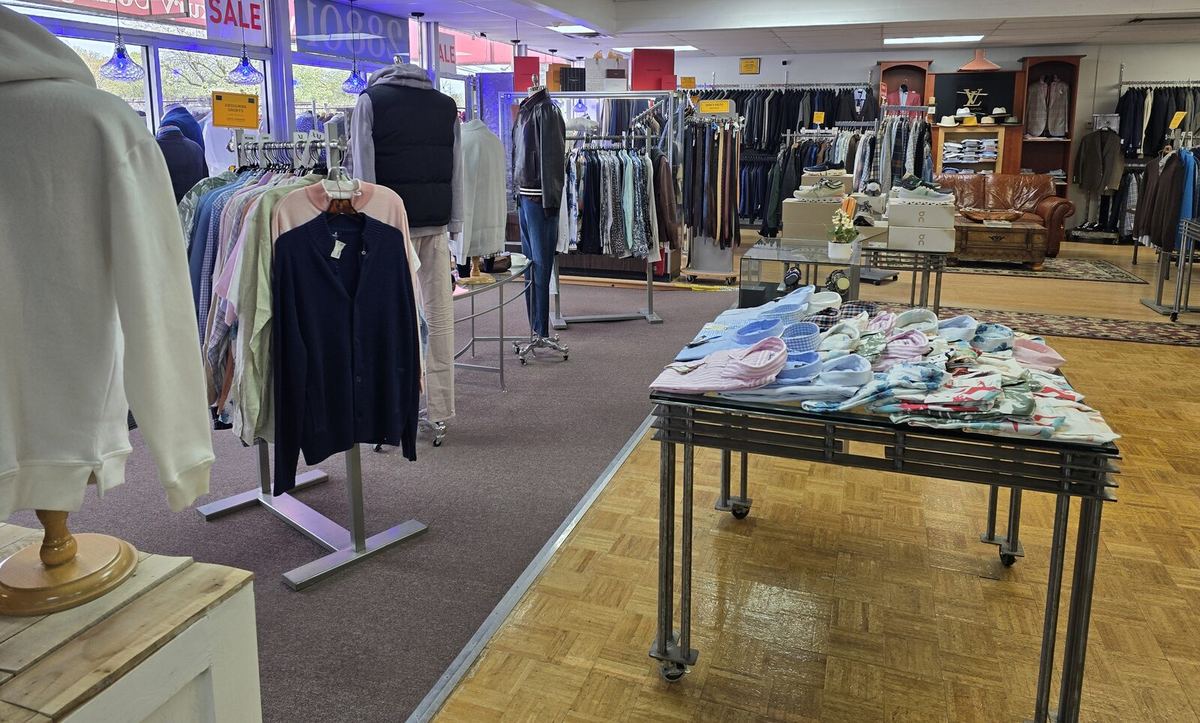 Inside the Label Legends showroom in Farmington Hills — sweaters, shirts and sportswear displays
