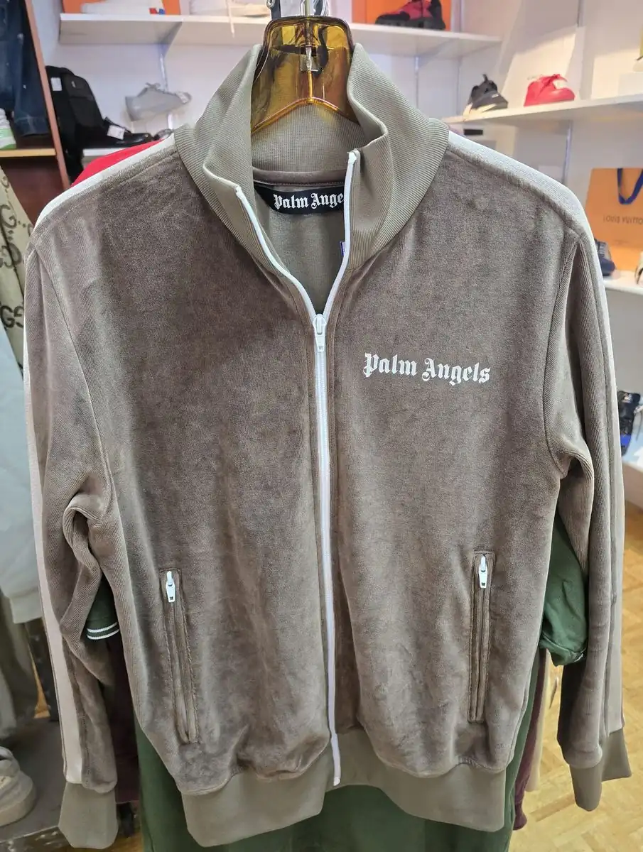 Palm Angels velour track jacket on a hanger at Label Legends