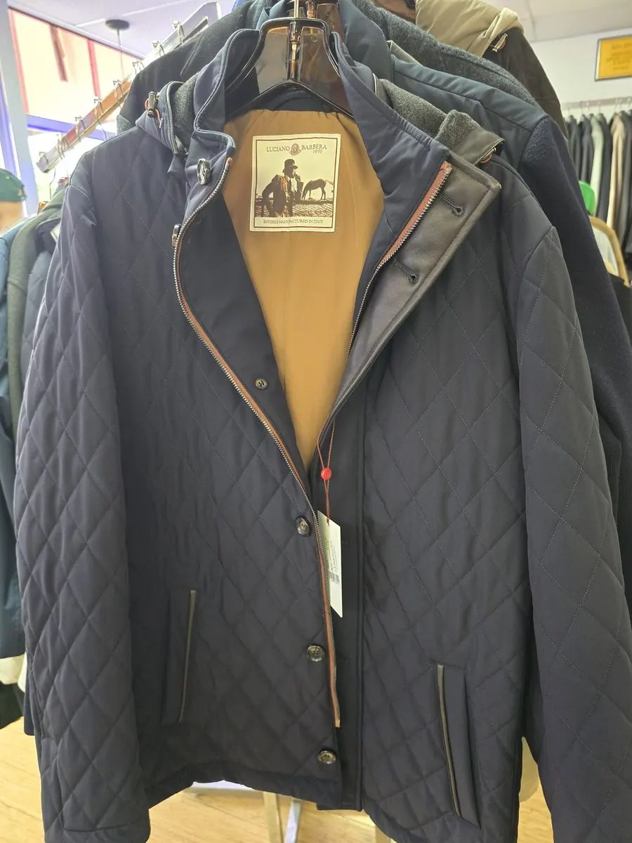 Charcoal quilted field jacket with a gold lining, new with tags, at Label Legends