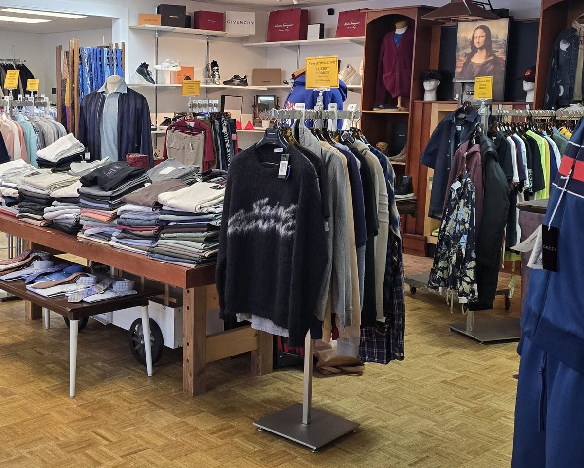 Inside the Label Legends showroom in Farmington Hills — luxury brand shelves and new arrivals